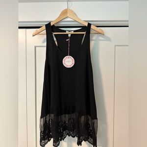 Umgee brand new with tags black tank dress with lace trim